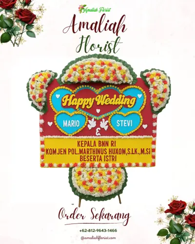 Karangan Papan Bunga Pernikahan di Sindulang Dua